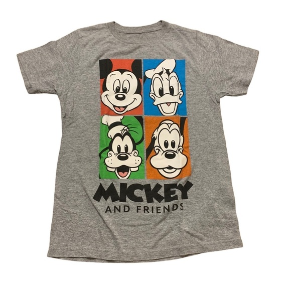 Disney Mickey and Friends Gray T-Shirt Size Large Mickey Donald Goofy Pluto - Picture 2 of 6
